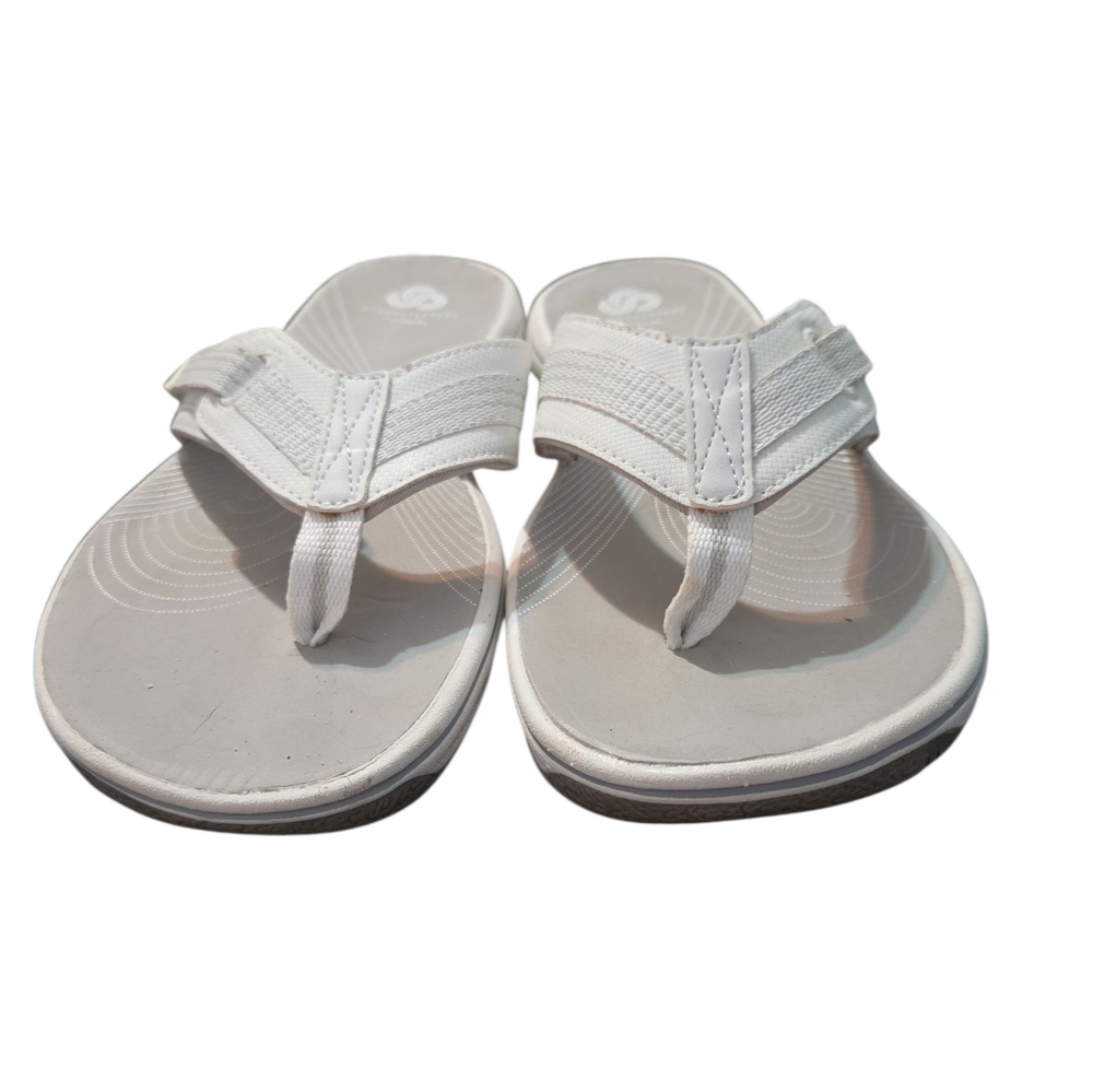 Clarks Cloudsteppers Brinkley Jazz Flip Flops Women’s White Size 10 - Picture 3 of 7